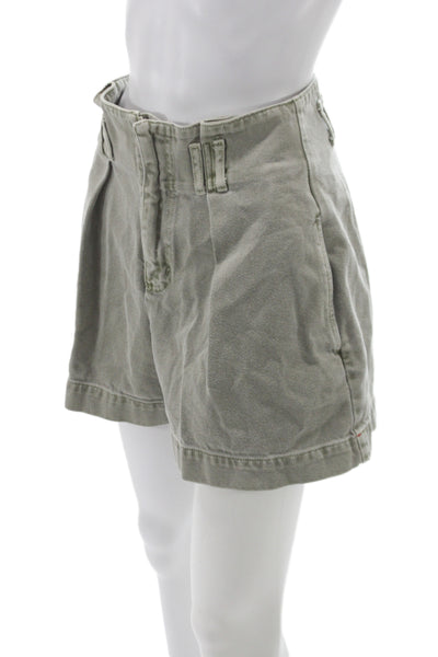Xirena Womens Utility Cotton Green Shorts Button Size M