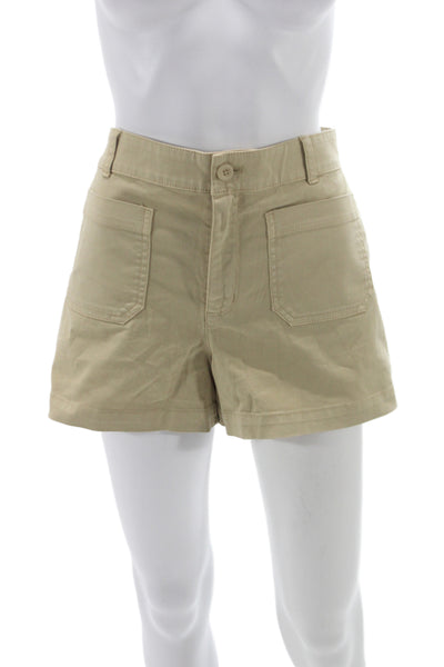 J Crew Women Chino Shorts Beige 97% Cotton Button Closure Casual Size 8