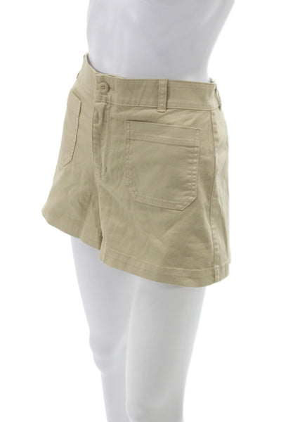 J Crew Women Chino Shorts Beige 97% Cotton Button Closure Casual Size 8
