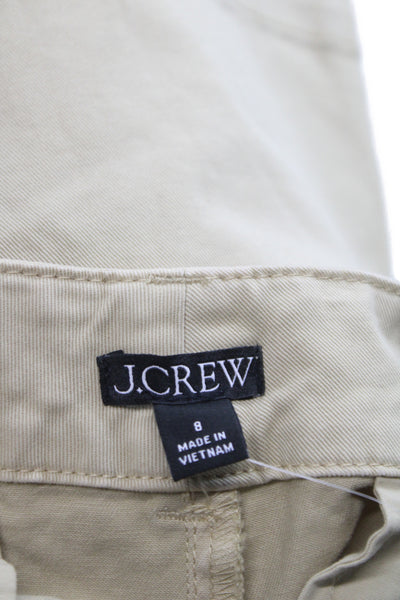 J Crew Women Chino Shorts Beige 97% Cotton Button Closure Casual Size 8