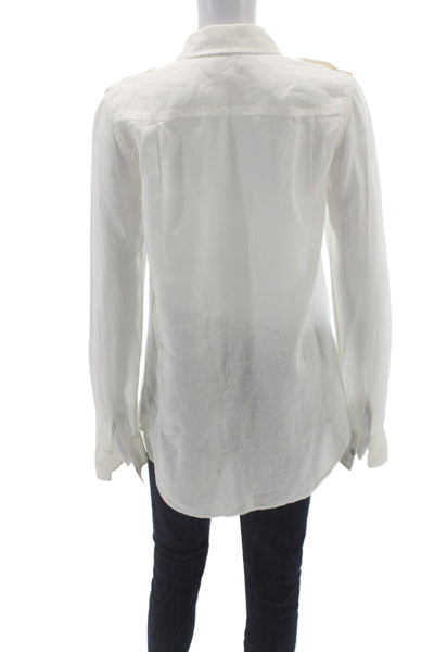 Calypso Christiane Celle Women White Linen Long Sleeve Button-Up Size S