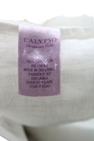 Calypso Christiane Celle Women White Linen Long Sleeve Button-Up Size S