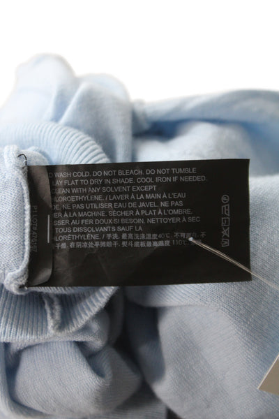 Theory Women Pullover Sweater Blue Crew Neck Short Sleeve Wool Size M