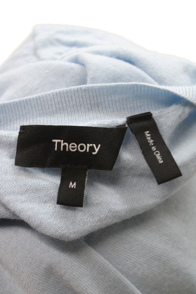 Theory Women Pullover Sweater Blue Crew Neck Short Sleeve Wool Size M