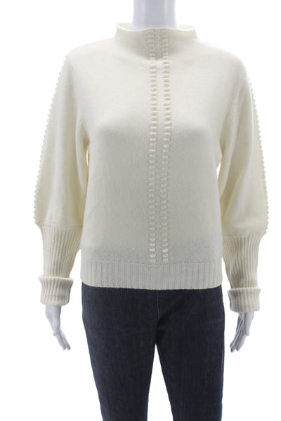 Garin Womens Pullover Cashmere Mock Neck Sweater Ivory Size M