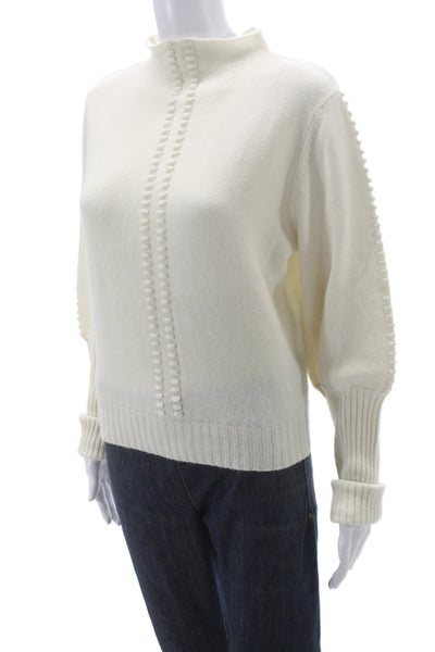 Garin Womens Pullover Cashmere Mock Neck Sweater Ivory Size M