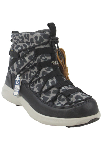 Keen Womens Animal Print Waterproof Snow Ankle Boots Grey Black Size 8