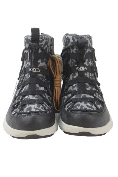 Keen Womens Animal Print Waterproof Snow Ankle Boots Grey Black Size 8