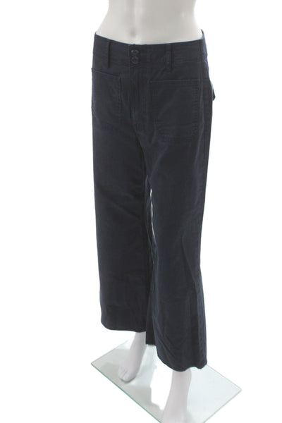Veronica Beard Womens Cropped Black Jeans Cotton Button Size 28