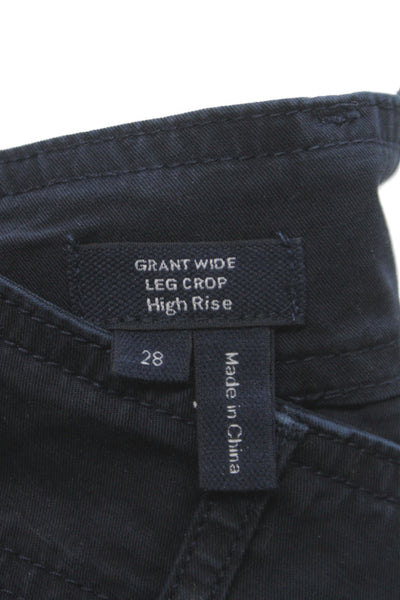 Veronica Beard Womens Cropped Black Jeans Cotton Button Size 28