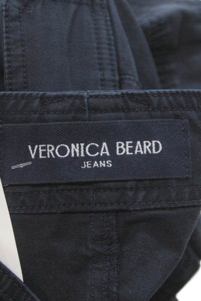 Veronica Beard Womens Cropped Black Jeans Cotton Button Size 28