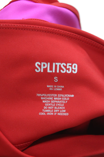 Splits 59 Womens Ankle Striped Red Leggings Polyester Athleisure Size S