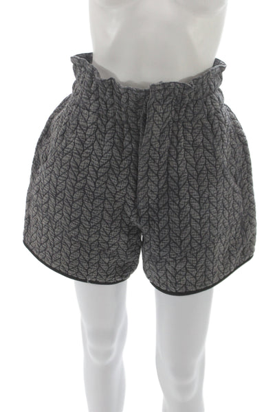 Isabel Marant Etoile Women Paperbag Shorts Gray Cotton Geometric Button Size 38