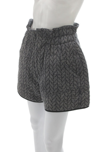 Isabel Marant Etoile Women Paperbag Shorts Gray Cotton Geometric Button Size 38