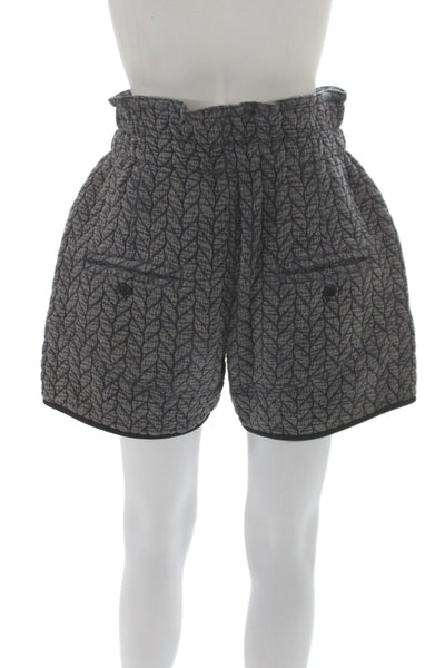 Isabel Marant Etoile Women Paperbag Shorts Gray Cotton Geometric Button Size 38