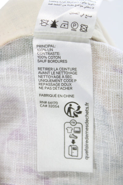 Isabel Marant Etoile Women Paperbag Shorts Gray Cotton Geometric Button Size 38