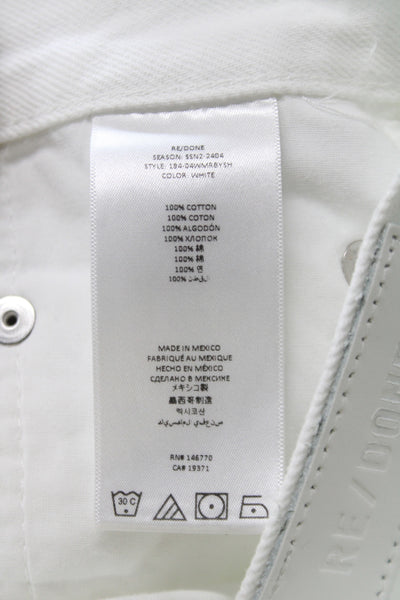 Re/Done Women Cut-Off White Cotton Button Shorts Size 28