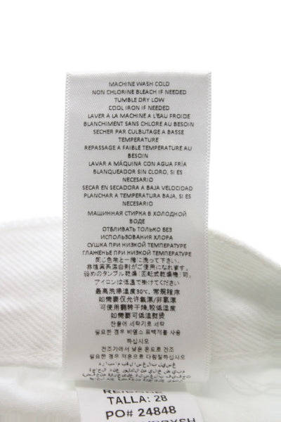 Re/Done Women Cut-Off White Cotton Button Shorts Size 28