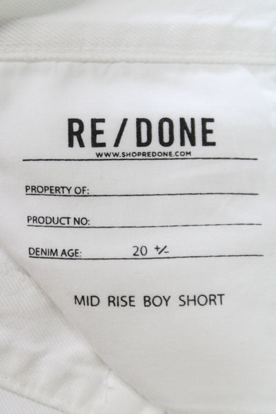 Re/Done Women Cut-Off White Cotton Button Shorts Size 28