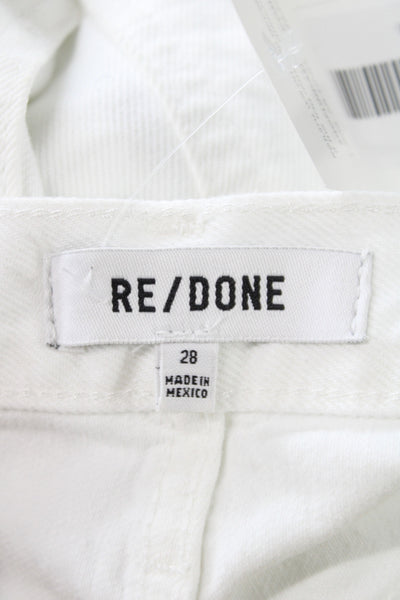 Re/Done Women Cut-Off White Cotton Button Shorts Size 28
