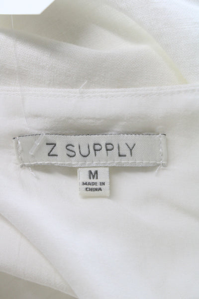 Z Supply Womens White Sleeveless Linen Blend Button Vest Size M
