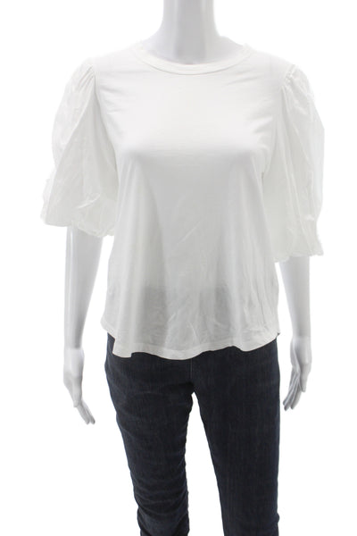 Veronica Beard Women Jersey Short Sleeve Crew Neck White Pima Cotton Size M
