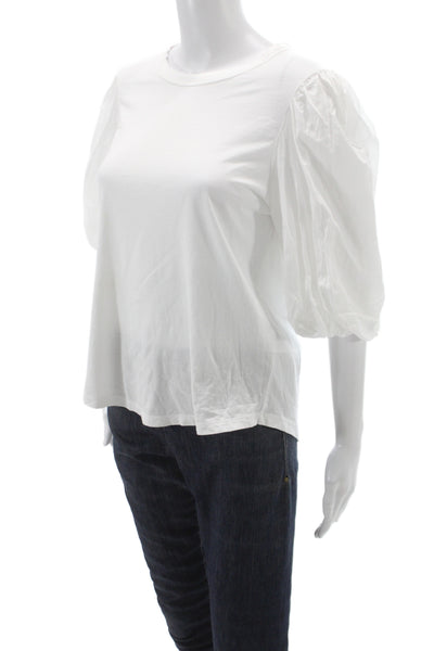 Veronica Beard Women Jersey Short Sleeve Crew Neck White Pima Cotton Size M