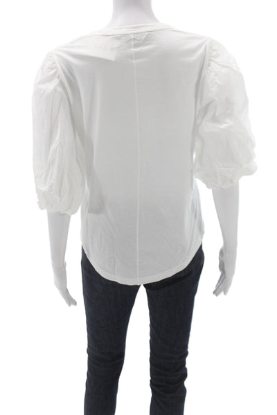 Veronica Beard Women Jersey Short Sleeve Crew Neck White Pima Cotton Size M