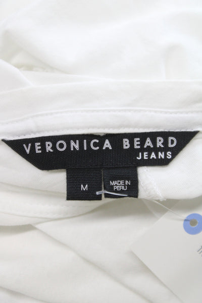 Veronica Beard Women Jersey Short Sleeve Crew Neck White Pima Cotton Size M