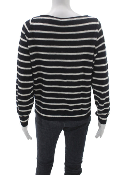Vince Womens Black Striped Boat Neck Pullover Sweater Cotton Size S