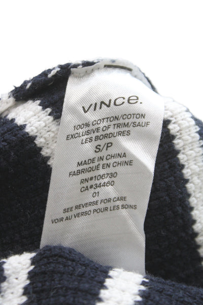 Vince Womens Black Striped Boat Neck Pullover Sweater Cotton Size S