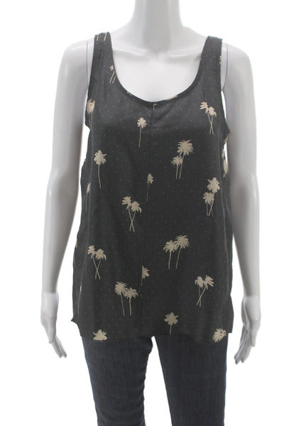Rag & Bone Women Black Silk Polka Dot Camisole Scoop Neck Size M