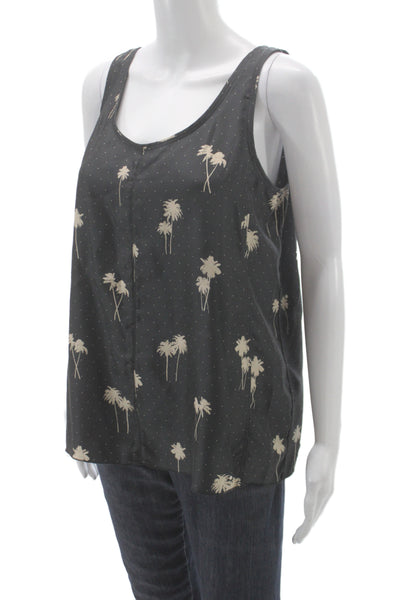Rag & Bone Women Black Silk Polka Dot Camisole Scoop Neck Size M