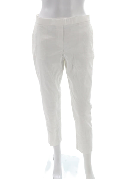 Theory Women Ankle Pants White Linen Pull On Casual Size 6