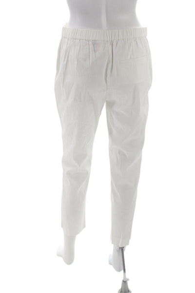 Theory Women Ankle Pants White Linen Pull On Casual Size 6