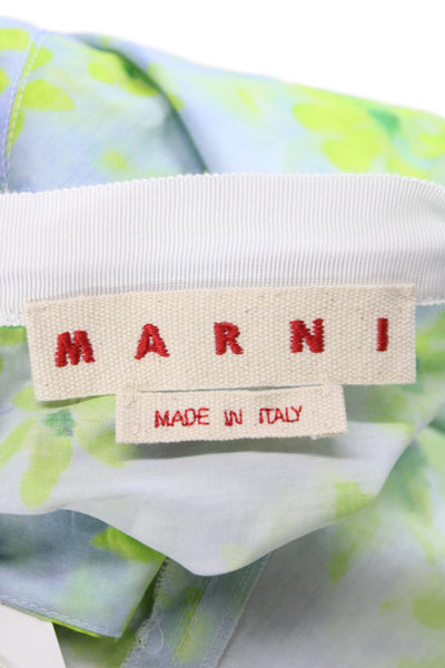 Marni Womens Tunic Blouse Floral Multicolor Long Sleeve Button Neck Size 40