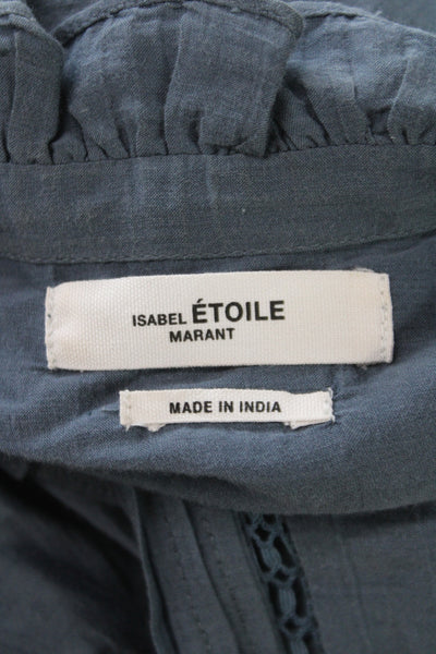 Isabel Marant Etoile Women Basic Blue Collared Long Sleeve Blouse Size 36