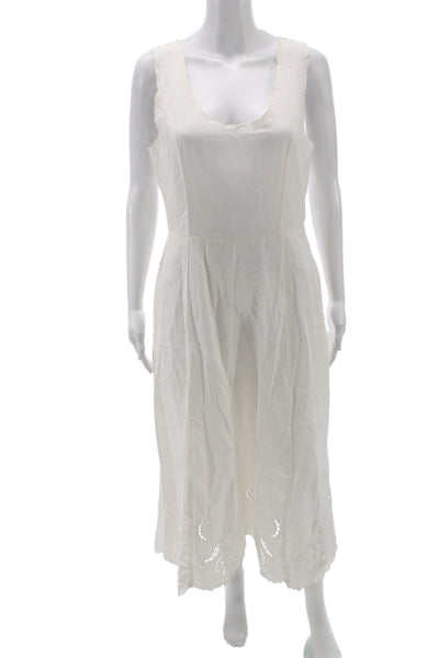 Universal Thread Womens White Sundress Scoop Neck Knee Length Cotton Size M