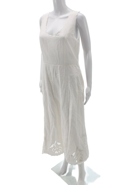 Universal Thread Womens White Sundress Scoop Neck Knee Length Cotton Size M