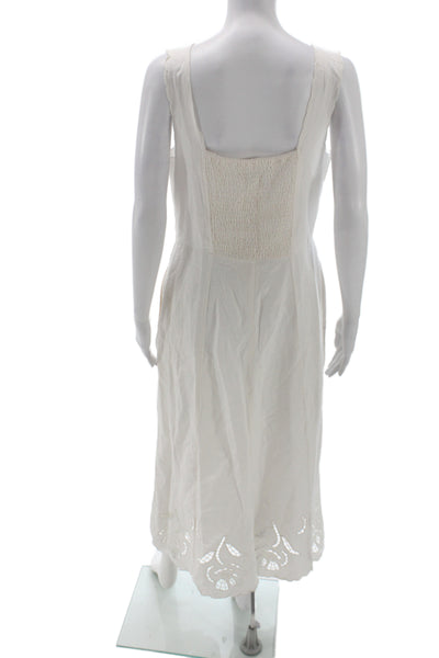 Universal Thread Womens White Sundress Scoop Neck Knee Length Cotton Size M