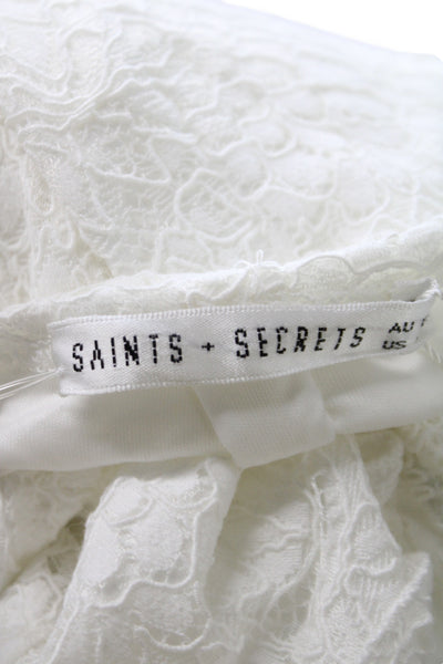 Saints + Secrets Women White Bohemian Square Neck Sleeveless Mini Dress Size S