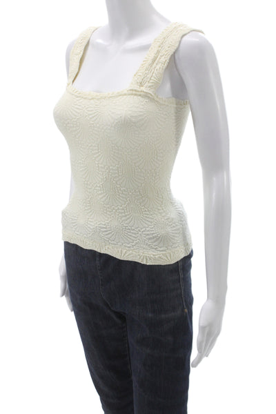 Free People Womens Ivory Geometric Square Neck Camisole Polyester Size XS