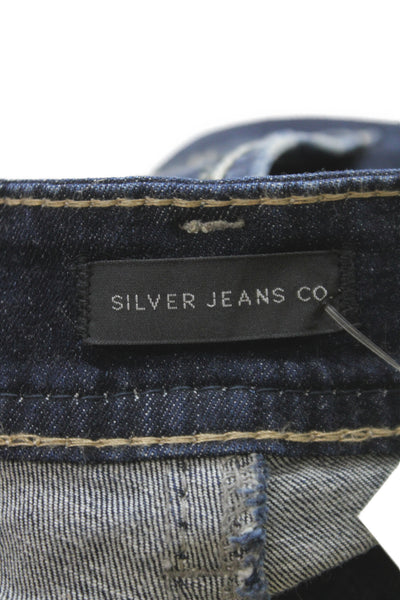 Silver Jeans Womens Blue Straight Jeans Cotton Mid Rise Size 27