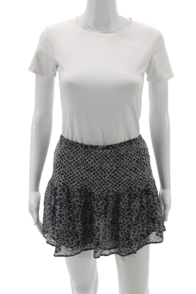 Ulla Johnson Womens Silk Floral Bohemian Mini Skirt Blue Size 2
