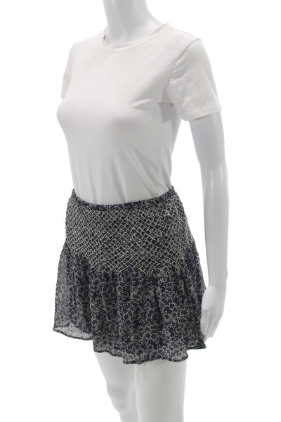Ulla Johnson Womens Silk Floral Bohemian Mini Skirt Blue Size 2