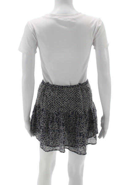 Ulla Johnson Womens Silk Floral Bohemian Mini Skirt Blue Size 2