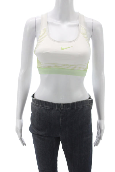 Nike Womens Striped Pullover Sports Bra White Mint Green Size Medium