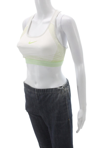 Nike Womens Striped Pullover Sports Bra White Mint Green Size Medium