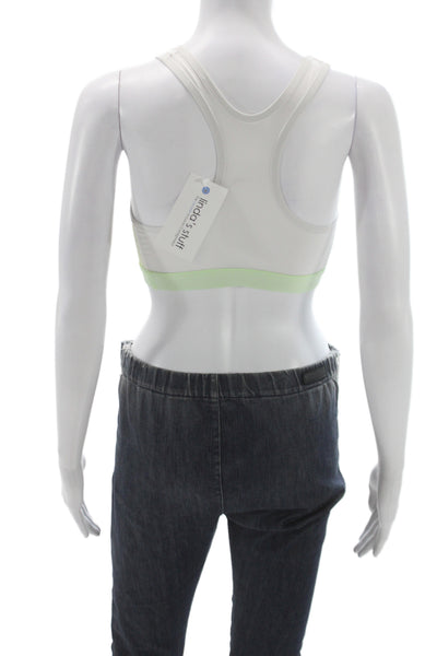 Nike Womens Striped Pullover Sports Bra White Mint Green Size Medium