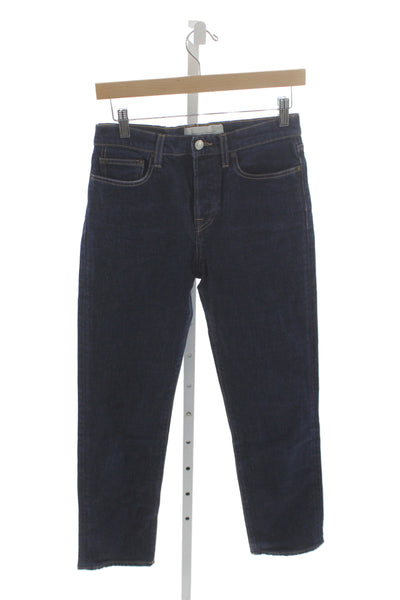 Jeanerica Womens Straight Blue Cotton Jeans Mid Rise Button Size 28